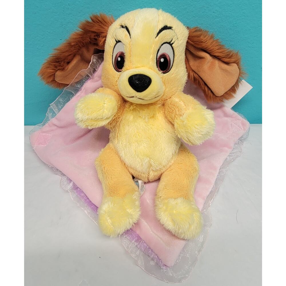 Disney Plush Babies Lady And The Tramp Dog with Pink Blanket Disney Parks 12inch